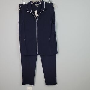 NEW T by Talbots navy blue vest & cargo pants set Size Small